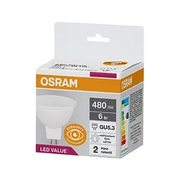 Лампочка Osram LED VALUE, MR16, 6W, 4000K, GU5.3 (4058075689237) - мініатюра 2