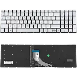 Клавіатура для ноутбука HP (250 G7 255 G7 series) ukr сріблястий без фрейма підсвічування клавіш