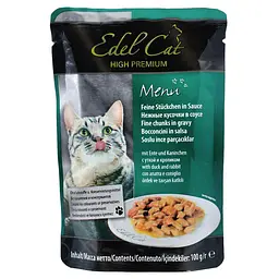 Вологий корм для котів Edel Cat pouch 100 г (качка та кролик у соусі)