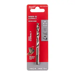 Свердло по металу HSS-Co MILWAUKEE DIN338, діаметр 6,0х93х57мм