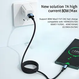 Зарядний кабель ESSAGER Sunset чорний USB Type-C 7A 1метр - мініатюра 4