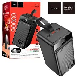 Портативна батарея Powerbank Hoco J123D Element 22.5W+PD20W with LCD and LED-lamp 90000mAh Black - мініатюра 8
