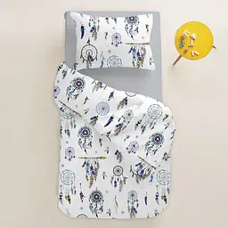 Дитяча постільна білизна в ліжечко BLUE DREAMCATCHER CS2, синій (DreamcatcherBlue_Grey_140) - мініатюра 2