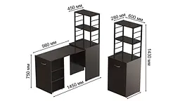 Стіл-тумба трансформер Смарт 4/2 з етажеркою Ferrum-decor 1430x1450x600 Чорний метал ДСП Венге Магія 16 мм (FRD-106170) - мініатюра 5