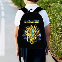 Рюкзак дитячий Україна Тризуб 34х27см, міський ранець для хлопчика з принтом (00454)