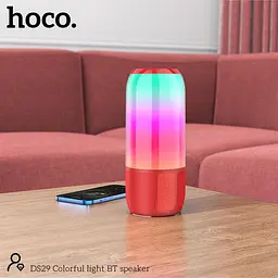 Портативна акустика Hoco Colorful light BT speaker DS29 бездротова червона - мініатюра 7