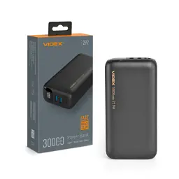 Універсальна мобільна батарея 30000 mAh, Videx VPB-297, Black, 22.5 Вт, 1xType-C (PD3.0) / 2xUSB (QC3.0), цифровий LED дисплей (VPB-297-B) - мініатюра 6