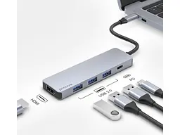 Мультипортовий адаптер Proove Iron Link 5 in 1 (3хUSB3.0 + Tyce C + HDMI) Silver (HBIL00010604) - мініатюра 3