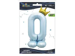 Кулька фольгована цифра PELICAN 40 (100 см) 1 з короною на підставці 0 блакитна