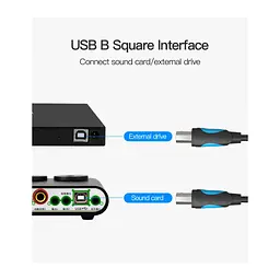 Кабель для принтера USB 2.0 AM/BM 1.0m black Vention (VAS-A16-B100) - мініатюра 4