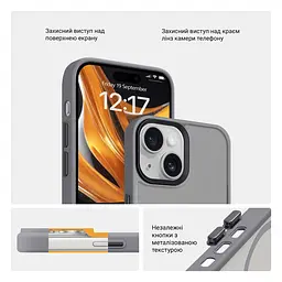 Чехол для Apple iPhone 14, Uniq MagCase, серый, противоударный, панель-накладка с MagSafe, ударопрочный TPU+PC, с магнитом MagSafe, поддержка полноценной беспроводной зарядки, ArmorStandart (ARM75280) - мініатюра 3