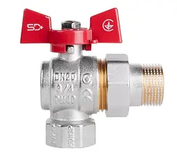 Кран кульовий Thermo Alliance "Американка" Standart 3/4" ВЗ кутовий, латунь, PN40, метелик SD222NW20PN40 - мініатюра 2