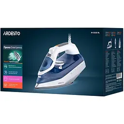 Праска Ardesto IR-C2232-BL, White/Blue, 2200W, кераміка, паровий удар, постійний пар 35г/хв, резервур 320мл, вертикальне відпарювання, захист від кальцинації, антикрапля, плавне регулювання потужності пари, автоматичне відключення - мініатюра 6