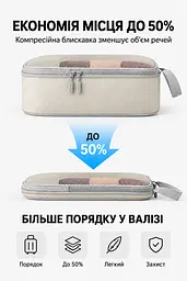 Компресійний набір дорожніх органайзерів для валізи, 5 предметів, поліестер, бежевий KT9002033 - мініатюра 4