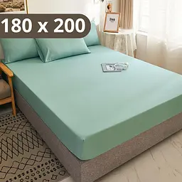 Простирадло на резинці Solve Softable Fabric 180×200 + 2 наволочки — м’яке, щільне, комфортне, м'ятний (KT7006043)