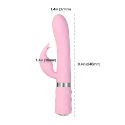 Розкішний кролик з ротацією та вібрацією Pillow Talk Lively Pink, кристал Сваровскі - мініатюра 6