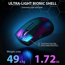 Миша бездротова Aattack SHARK X5 з акумулятором та підсвічуванням 2,4G+Bluetooth Black - мініатюра 6