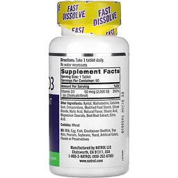 Вітамін D3 Natrol Vitamin D3 Fast Dissolve зі смаком полуниці 2000 МО 90 таблеток - мініатюра 2