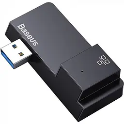 Мультипортовий адаптер USB Хаб Baseus Multi-Functional USB A to RJ45*1+USB3.0*2 CAHUB-FP01 Black - мініатюра 2