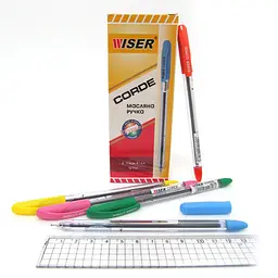 Ручка масляна Wiser Corde, 0.7 мм, корпус мікс, синя, 12 шт.