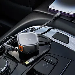 АЗП Hoco NZ13 Clever PD30W + висувний кабель Type-C and Lightning Black - мініатюра 8