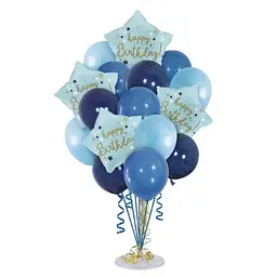 Набір надувних фольгованих кульок Happy Birthday декоративні для свят 12 шт Сині