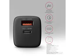 Мережевий зарядний пристрій AXAGON USB-C 30 W Black (ACU-PQ30) - мініатюра 4