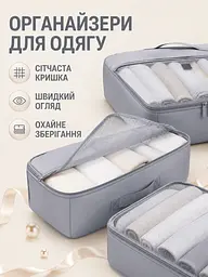 Набір дорожніх органайзерів для валізи 11 в 1 для одягу, взуття та косметики сірий (49676173) - мініатюра 5