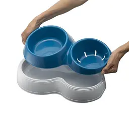 Миска для корму з подвійним дном для води Medium 33x20x9h, синій - мініатюра 2