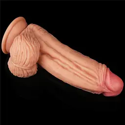 Реалістичний фалоімітатор LoveToy Dual Layered 24.5 см тілесний - мініатюра 5