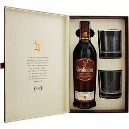 Віскі Glenfiddich 15 yo Single Malt Scotch Whisky 40% 0.7 л + 2 склянки - мініатюра 5