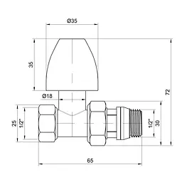 Кран радіаторний SD Plus 1/2" ВЗ з антипротіканням прямий SD226W15 - мініатюра 2