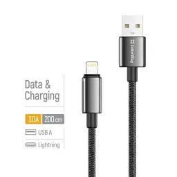 Дата кабель USB 2.0 AM to Lightning 2.0m 3A zinc alloy braided black ColorWay (CW-CBUL099-BK) - мініатюра 4