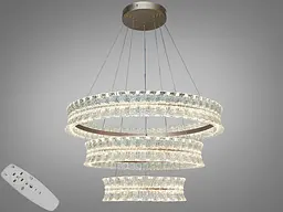 Підвісна LED-люстра Diasha MD3529/800+600+400CG для вітальні, зали та сходів, 122 W, пульт, 78 см, 15-25m2