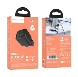 Мережевий зарядний пристрій Hoco N65 Ingenious PD20W+QC3.0 charger(EU) Чорний - мініатюра 2