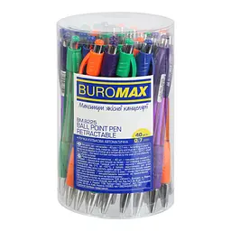 Ручка кулькова автоматична Buromax Bright синя 0.7 мм упаковка 40 шт. (BM.8225) - мініатюра 2