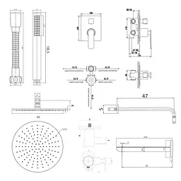 Душова система Kohlman Experience 30 graphite + BOX прихованого монтажу KPL-QW211EGR30, Графит - мініатюра 2