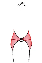 Корсет з пажами для панчох Passion Peonia CORSet S/M red стрінги - мініатюра 4