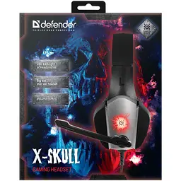 Ігрові навушники Defender X-Skull з мікрофоном і регулятором гучності (Black-Grey) - мініатюра 10