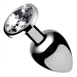 Анальна пробка Fantasy Silver Butt Plug Diamond S 7 см (білий) - мініатюра 8