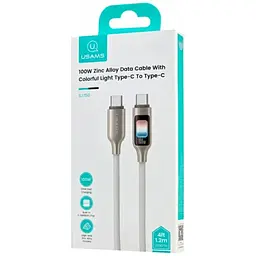 Кабель Usams TC Series USB-C to USB-C 100W, 1,2 м SJ750USB01 Titanium (6958444992921) - мініатюра 4