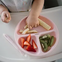 Дитяча силіконова тарілка на три секції із присоскою Baby Ono Рожевий - мініатюра 4
