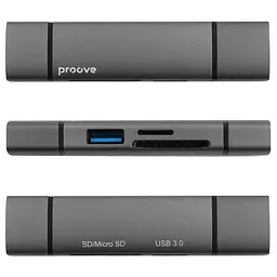 Кардрiдер Proove Arc Link 3 in 1 (USB3.0 + SD Card + Micro SD Card) silver (HBAL00210014) - мініатюра 3