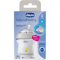 Пляшечка для годування Chicco Natural Feeling c силіконовою соскою, 150 мл (81311.30) - мініатюра 8