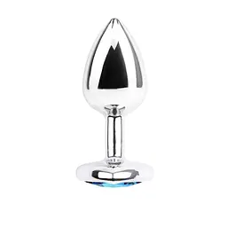 Анальна металева пробка з каменем в формі серця Chisa Hi-Basic Blue Gem Anal Plug, 7.1х2.8 см, сріблястий з блакитним - мініатюра 2