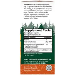 Гриби кордицепс Fungi Perfecti Cordyceps підтримка вироблення енергії 60 вегетаріанських капсул - мініатюра 2