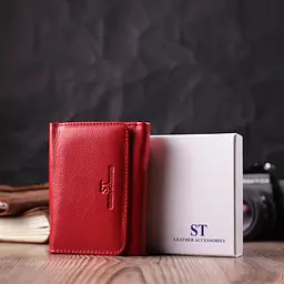 Шкіряний яскравий гаманець для жінок ST Leather 22505 червоний - мініатюра 10
