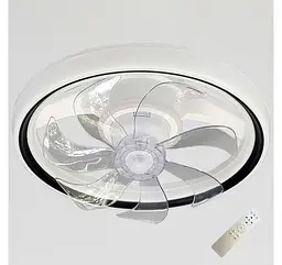 Стельова LED-люстра-вентилятор Artlight FS306BK, біла з чорною окантовкою, 73 Вт, від 10-18 м² - мініатюра 2
