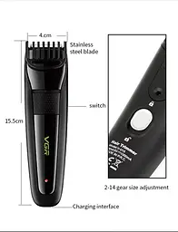Машинка для стрижки волосся VGR V-015 Professional Black акумуляторна 1000 мАг 5 Вт (40949-V-015_301) - мініатюра 2