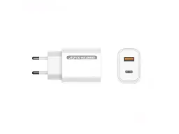 Мережевий зарядний пристрій Aspor A806 Fast Charger (USB/USB-C/3 A/33 W) White - мініатюра 2